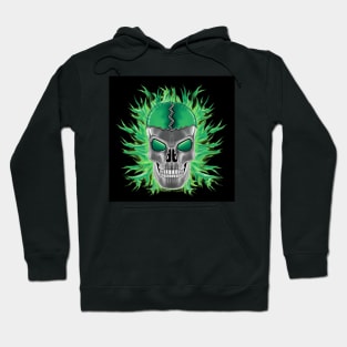 Green Skull with Flames Hoodie